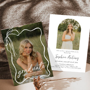 Modern Bow Photo Graduation Party Invitation