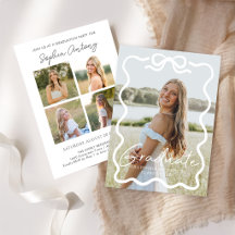 Modern Bow Photo Graduation Party Invitation