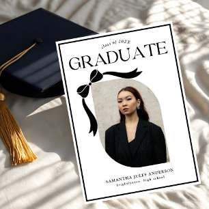 Modern Bow Script Photo Graduation Party  Invitation