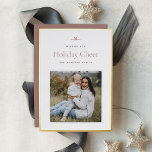 Modern Bow | Simple Minimal Photo Christmas Foil Holiday Card<br><div class="desc">Share holiday greetings with these sweet and simple Christmas photo cards featuring a minimalist layout and a customizable message. Add your favourite square photo on a white background with a luxe gold foil border, and customize your holiday greeting and family signature (shown with "Wishing you Holiday Cheer"). A petite bow...</div>