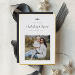 Modern Bow | Simple Minimal Photo Christmas Foil Holiday Card<br><div class="desc">Share holiday greetings with these sweet and simple Christmas photo cards featuring a minimalist layout and a customizable message. Add your favourite square photo on a white background with a luxe gold foil border, and customize your holiday greeting and family signature (shown with "Wishing you Holiday Cheer"). A petite bow...</div>