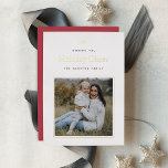Modern Bow | Simple Minimal Photo Christmas Foil Holiday Card<br><div class="desc">Share holiday greetings with these sweet and simple Christmas photo cards featuring a minimalist layout and a customizable message. Add your favourite square photo on a white background with a thin gold foil border, and customize your holiday greeting and family signature (shown with "Wishing you Holiday Cheer"). A petite golden...</div>