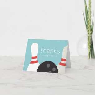 Modern Bowling Birthday Party Thank You Card