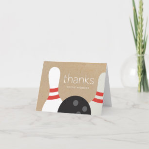 Modern Bowling Birthday Party Thank You Card