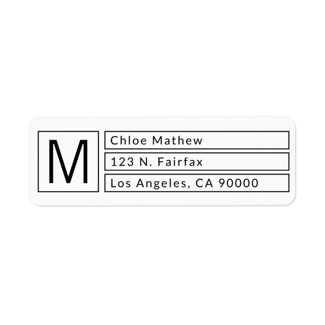 Modern Box Monogram b&w Return Address (Front)