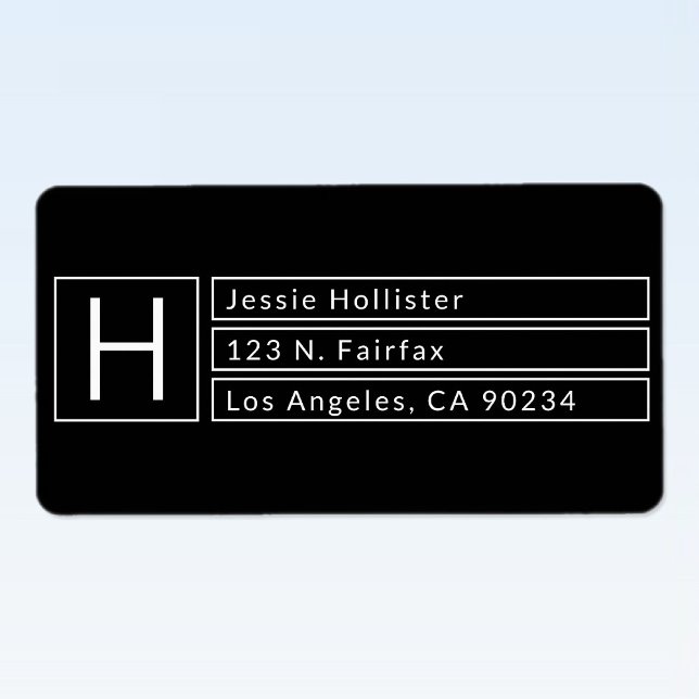 Modern Box Monogram Black & White Return Address Label (Creator Uploaded)