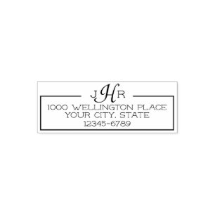 Modern Boxed Monogram Return Address Self-inking Stamp