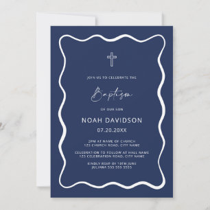 Modern Boy Baptism Invitation Wavy