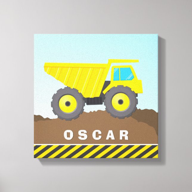 MODERN boy bright yellow dump truck construction Canvas Print (Front)