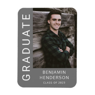 Modern Boy Graduation Photo Magnet