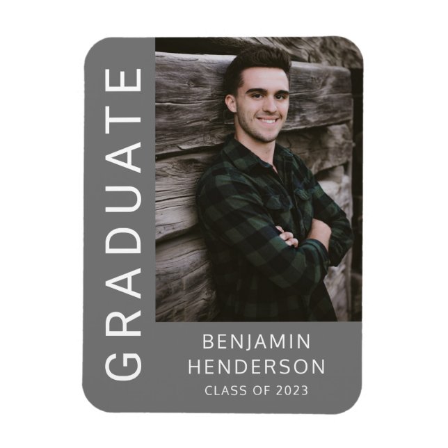 Modern Boy Graduation Photo Magnet (Vertical)