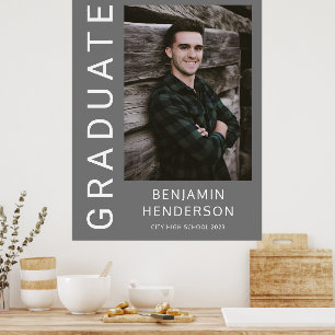 Modern Boy Graduation Photo  Poster