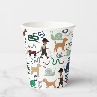 Modern boy themed baby shower paper cups