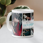 Modern Boyfriend Photo Coffee Mug<br><div class="desc">Personalized boyfriend coffee mug featuring a 6 photo collage template, the word "worlds greatest boyfriend" in a trendy teal blue gradient font, and your names.</div>