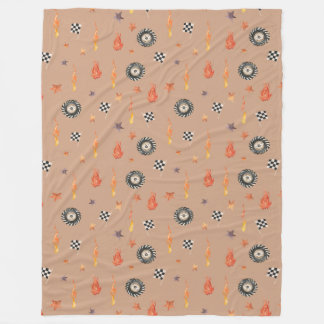 Modern Boys Watercolor Truck Racing Tires Cars Tan Fleece Blanket