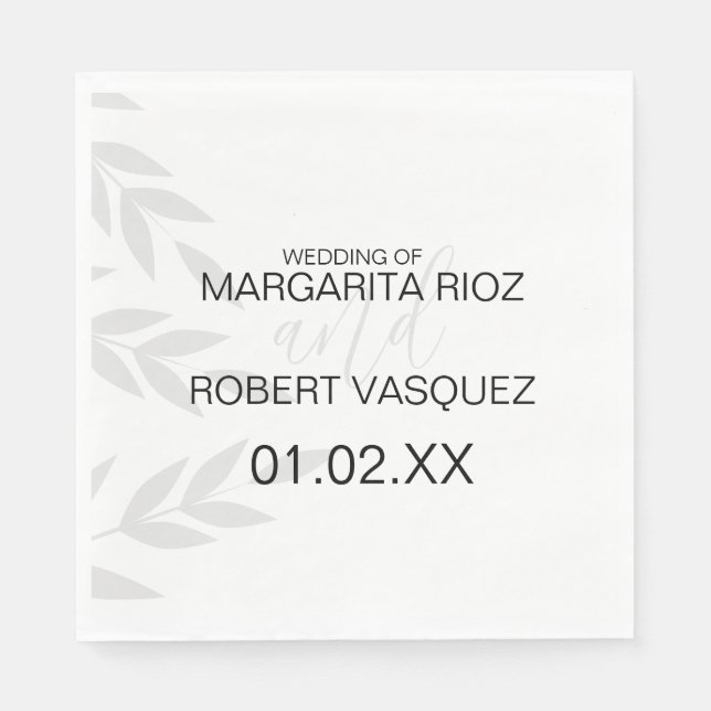 Modern Branch Grey Black White Napkin (Front)