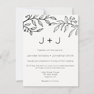 Modern branch wedding invitations