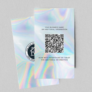 Modern Brand Logo and QR Code Holographic Business Card