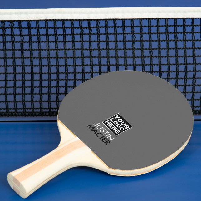 Modern Brand Logo Image Grey Custom Name Ping Pong Paddle (Insitu)