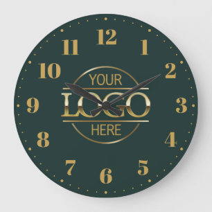 Modern Branded Company Business Logo Dark Green Large Clock