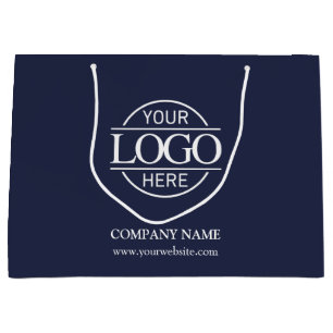 Modern Branded Navy Blue Business Logo Promotional Large Gift Bag