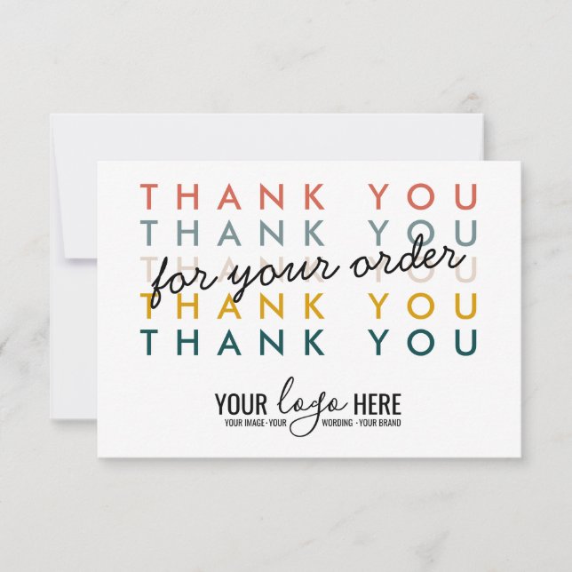 Modern Branding Small Business Order Packing Logo Thank You Card (Front)