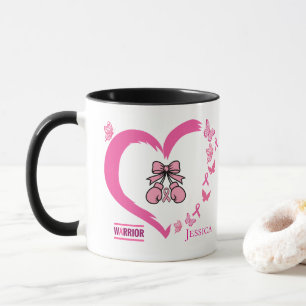 Modern Breast Cancer Warrior Customizable Name  Mug
