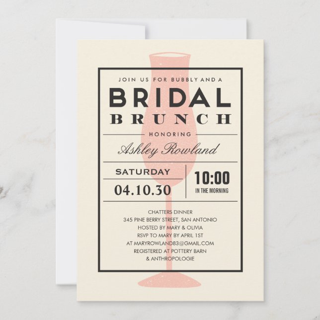 Modern Bridal Brunch Invitations (Front)