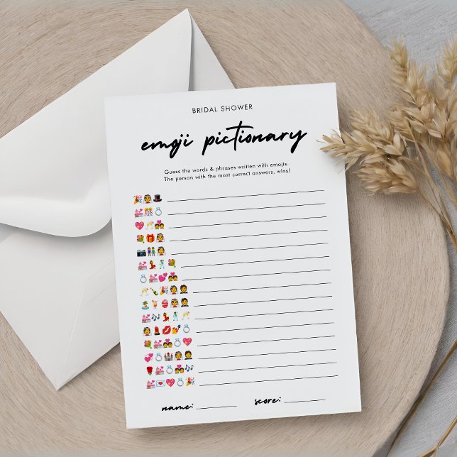 Modern Bridal Emoji Pictionary Game with Answers Invitation (Creator Uploaded)