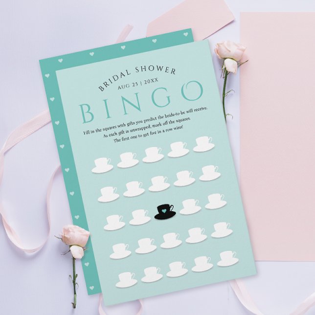 Modern Bridal Mint Tea Party Bingo Teacup Pattern (Creator Uploaded)