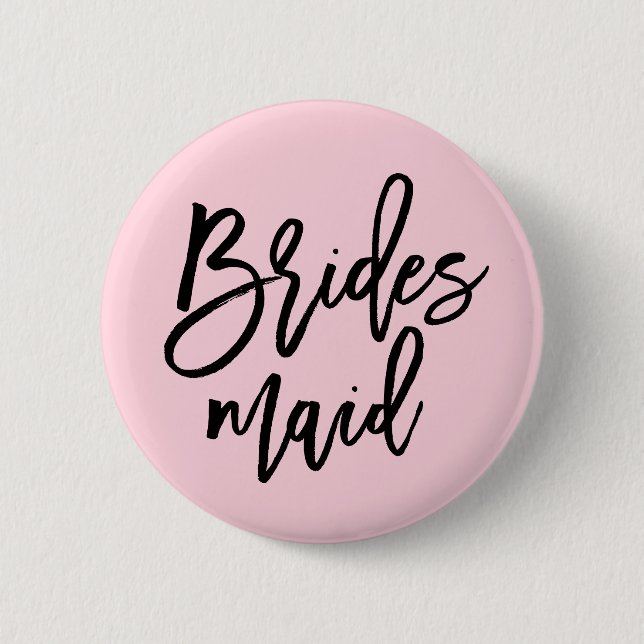 Modern Bridal Party Bridesmaid 2 Inch Round Button (Front)