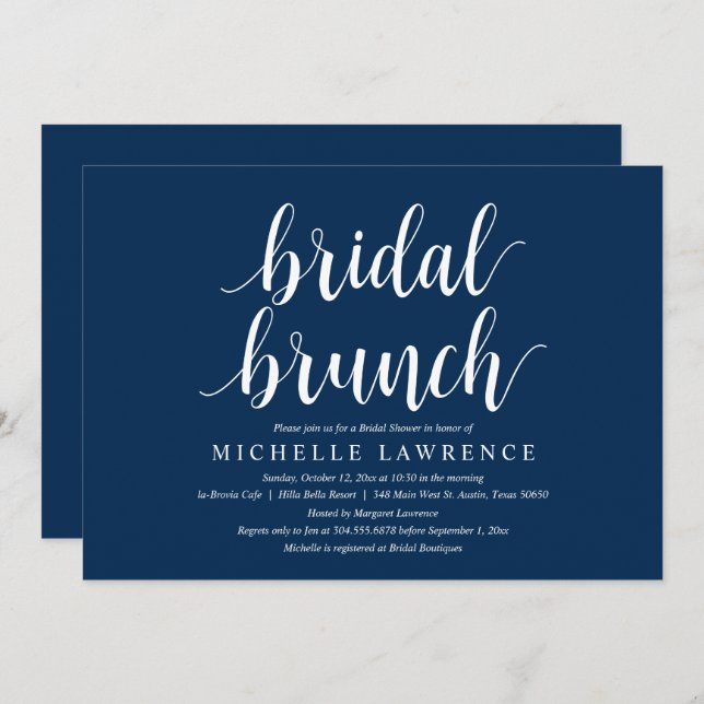 Modern Bridal Shower Brunch Celebration Invitation (Front/Back)