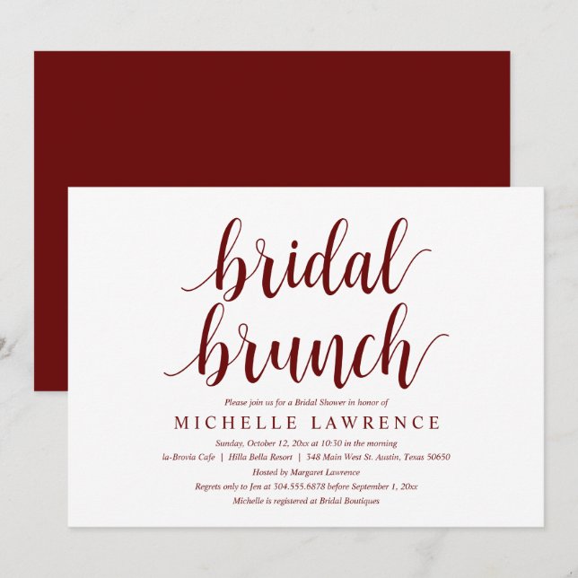 Modern Bridal Shower Brunch Celebration Invitation (Front/Back)