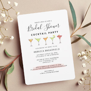 Modern Bridal Shower Cocktail Beach Party  Invitation
