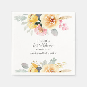 Modern Bridal Shower Floral Modern Botanical Napkin