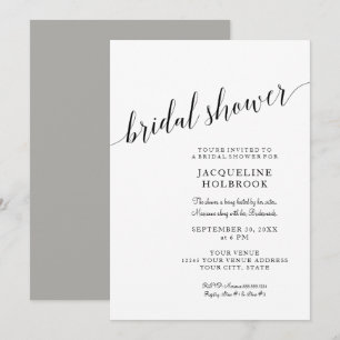 Modern Bridal Shower Minimalist Script Typography Invitation