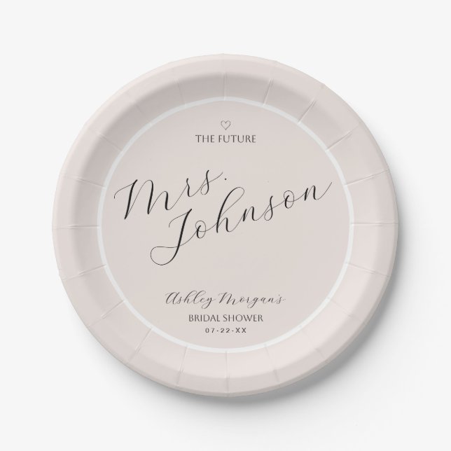 Modern Bridal Shower Paper Plate | The Future Mrs. (Front)