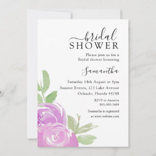 Modern Bridal Shower Pink Rose Watercolor  Invitation