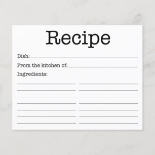 Modern Bridal Shower Recipe Card