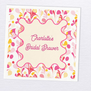 Modern Bridal Shower Retro Abstract Pink Wavy Napkin