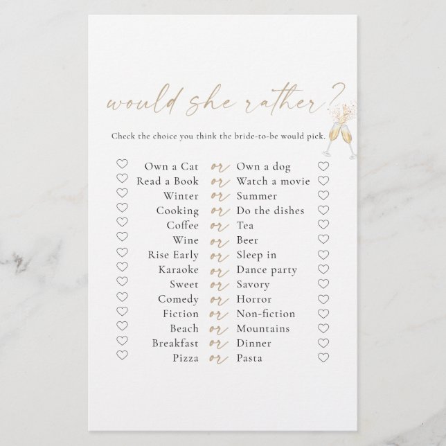 Modern Bridal Shower Shoe Game Card (Front)