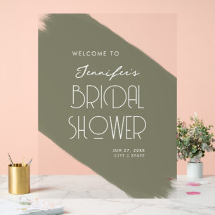 Modern Bridal Shower Welcome Paint Sage Acrylic Sign