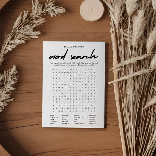 Modern Bridal Shower Word Search Game Card