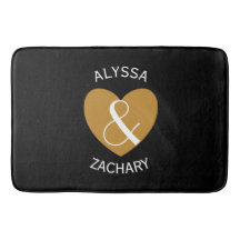 Modern Bride and Groom Gold Heart Curved Text Z04