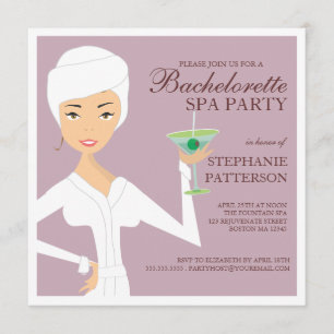 Modern Bride Bachelorette Spa Party Invitation