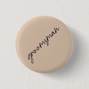 Modern Bride   Beige + Black Script 1 Inch Round Button