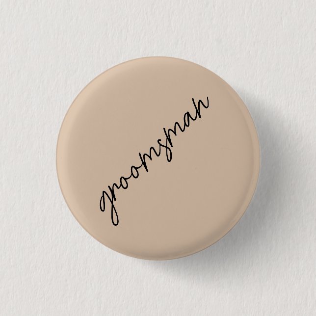 Modern Bride | Beige + Black Script 1 Inch Round Button (Front)