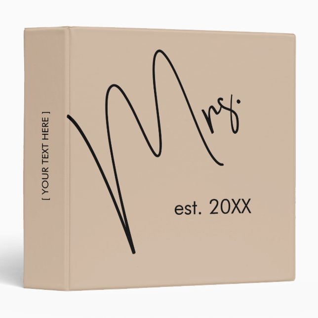 Modern Bride | Beige + Black Script Binder (Front/Spine)