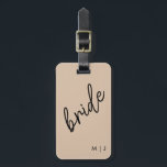 Modern Bride | Beige Black Script Luggage Tag<br><div class="desc">Show your bride pride with personalized gear perfect for destination weddings.</div>