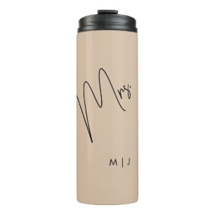 Modern Bride   Beige + Black Script Thermal Tumbler